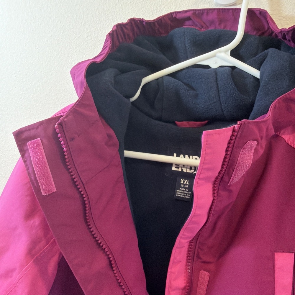 Land's End Squall Pink Waterproof Winter Jacket Parka Kids XXL (18-20) Womens L - Picture 3 of 9